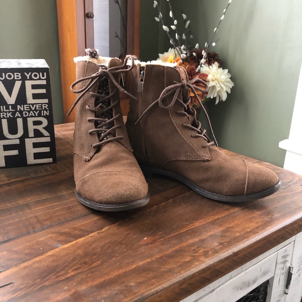 Brown Leather TOMS Ankle Boots